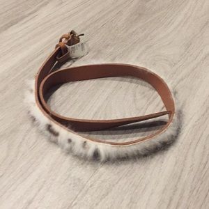 ASOS b+ab brand brown white fur leather belt